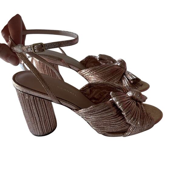 LOEFFLER RANDALL Camellia Dark Rose Gold Pleated Knot Bow Sandal NIB Size 10 - Picture 9 of 14